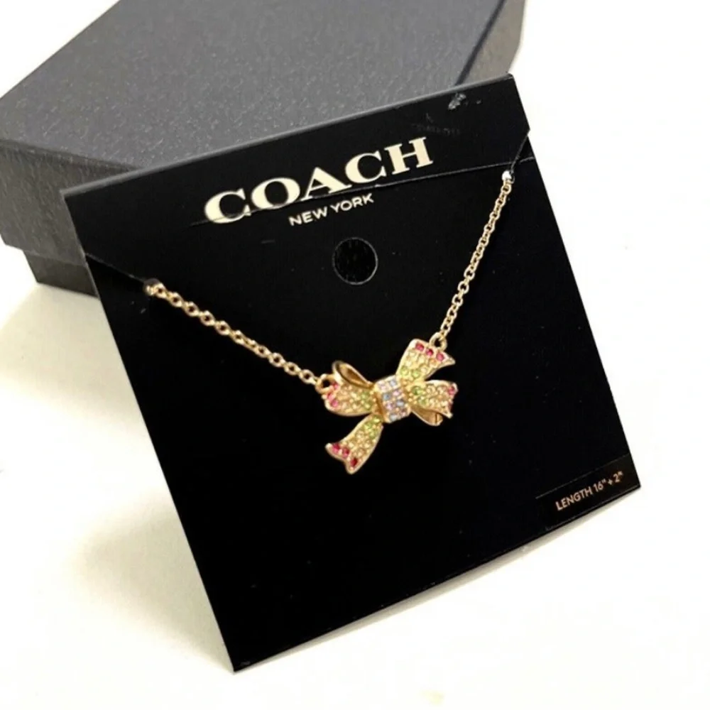 NWOT Coach Pave Bow Pendant Necklace MSRP $118